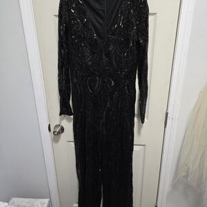 Lulu's Black Sequin Jumpsuit
